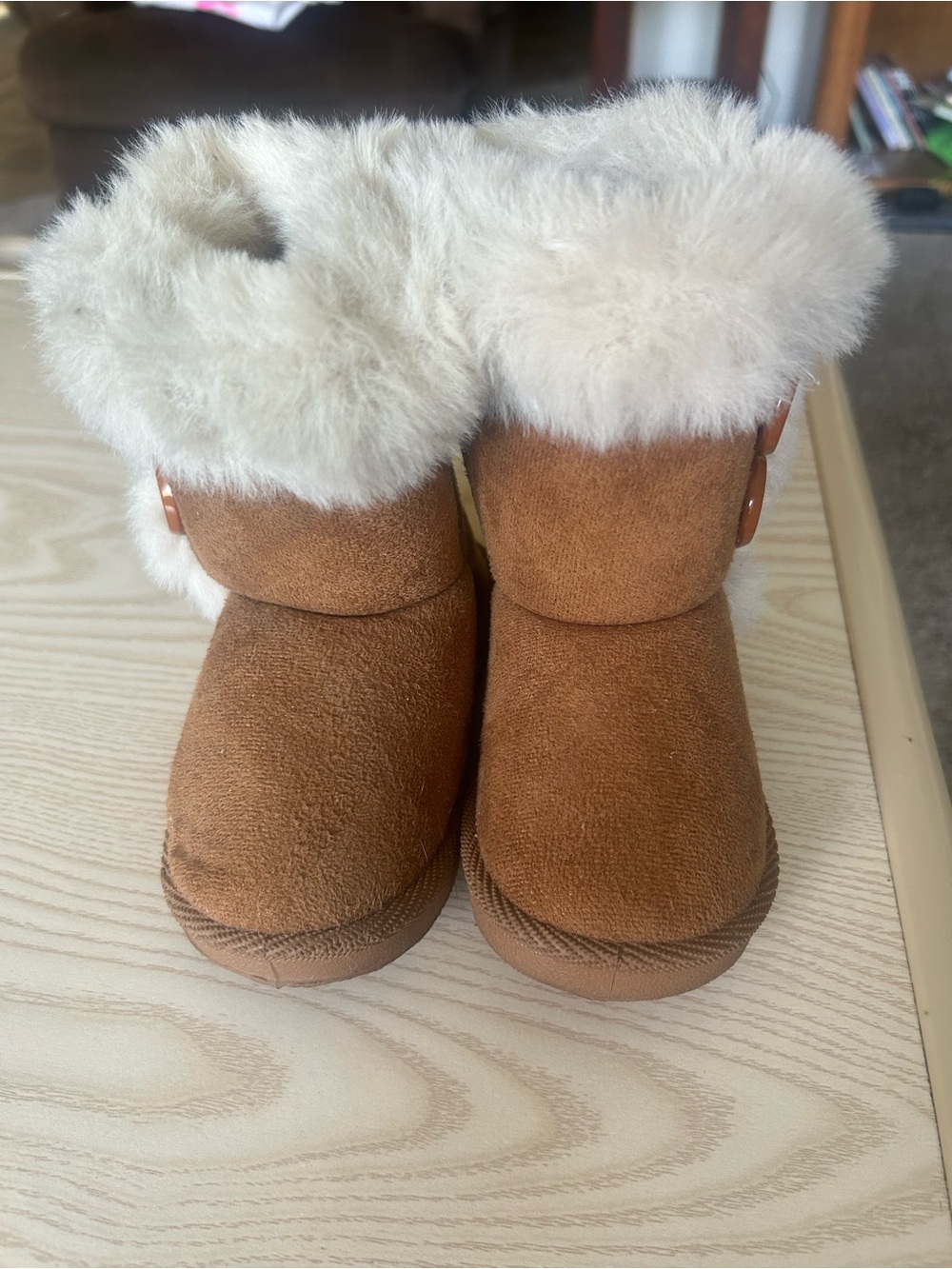Kids Faux Fur Lined Winter Boots - Chestnut